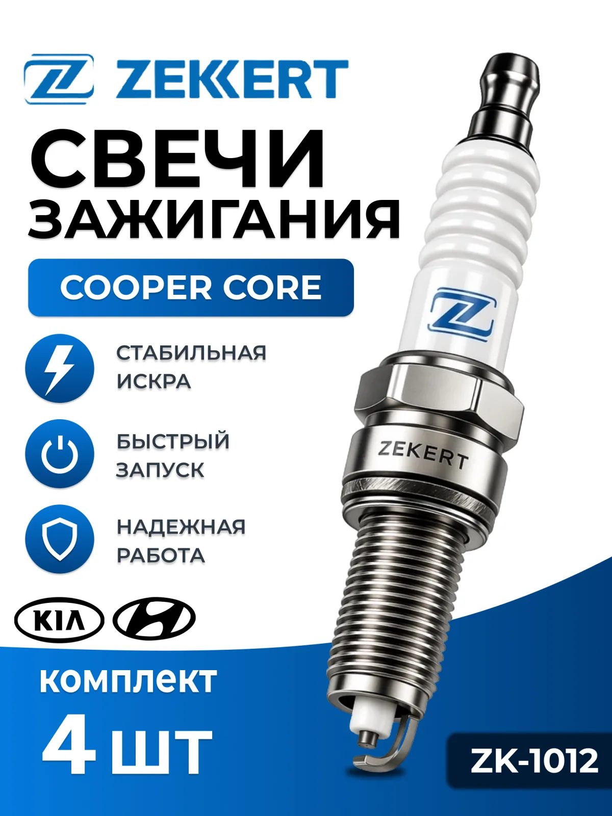Свечи зажигания никелевые Kia Sportage, Hyundai Santa Fe, Tucson, Elantra III, Renault Megane